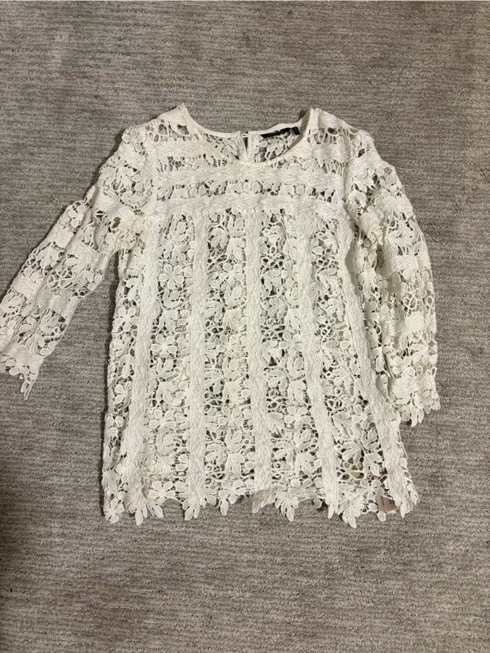 Massimo dutti Women's White Lace Long-Sleeve Top s
